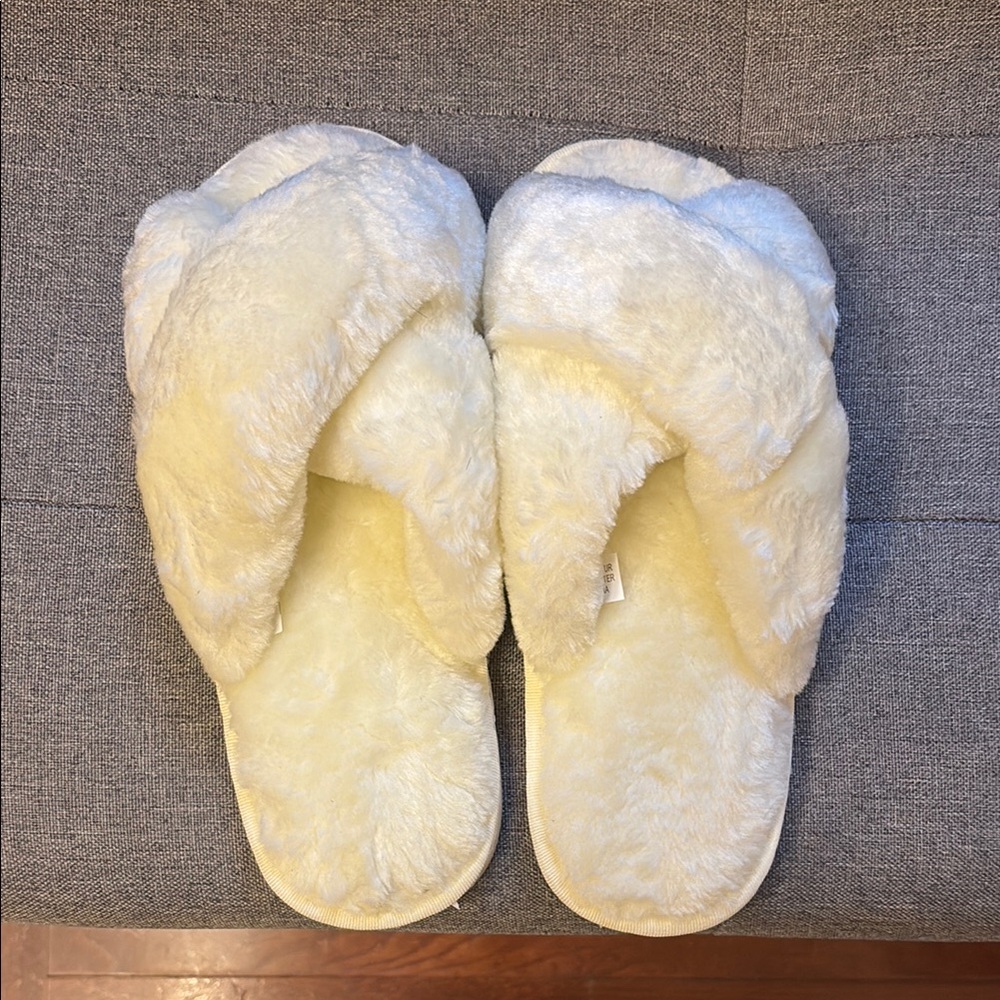 Cozy Cream Fuzzy Bride Slippers Wedding Bridal Shower